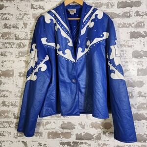 Vintahe 1849 Authentic Ranchwear Blue Rhinestone Western Jacket XXXL Made in USA